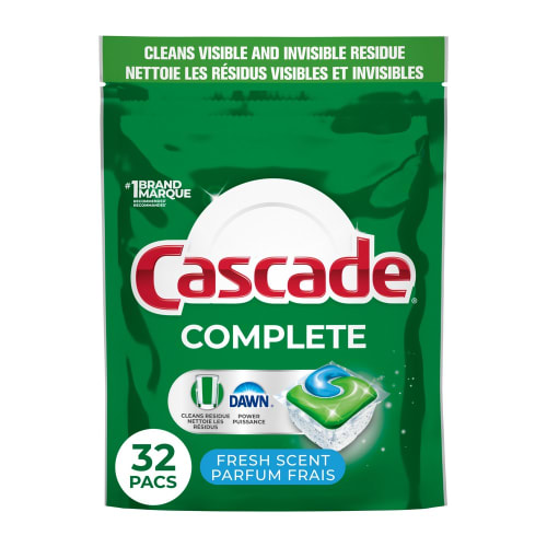 Cascade Complete Lave-vaisselle Dosettes, Détergent pour lave-vaisselle, Détergent à vaisselle Savon, Frais, 32 unités